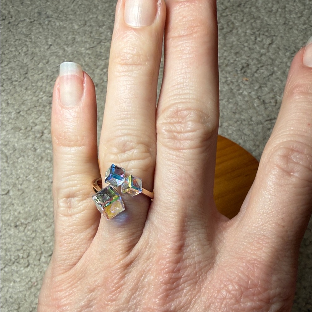 Felicias 925 Silver Iridescent Crystal Ring - Picture 3 of 11